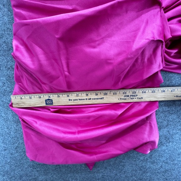Womens Strapless Mini Dress Size XS Hot Pink Ruched Bow Cocktail HOCO Party Prom - Picture 8 of 12